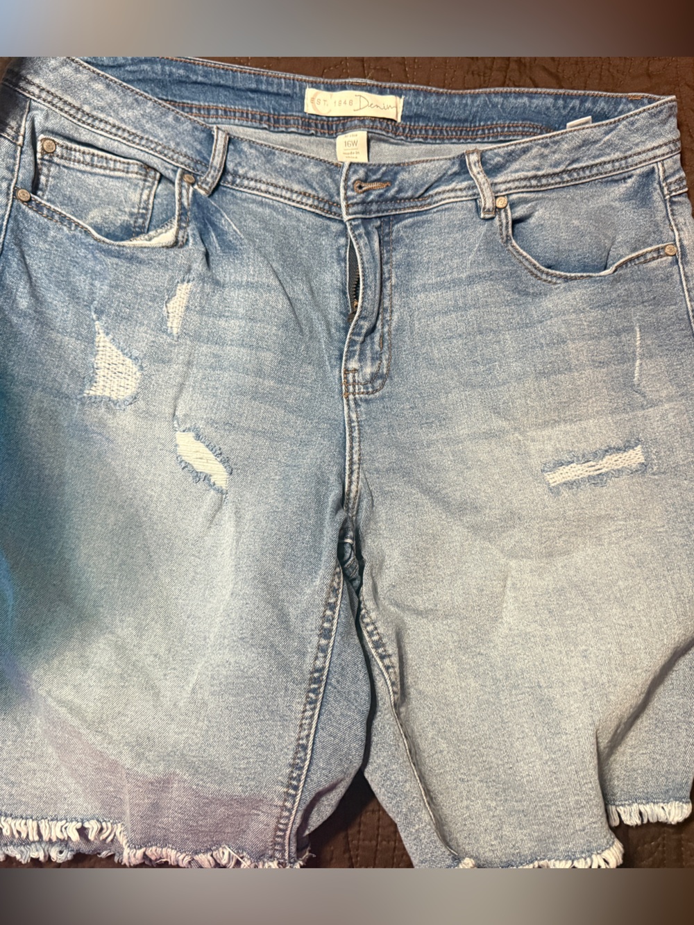 Classic Light Blue Distressed Jean Shorts